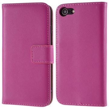 Stand Function Genuine Leather Wallet Flip Case with Secure Magnetic Closure for iPhone 8 / 7 / SE (2020) / SE (2022) - Rose