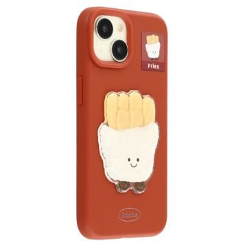 iPhone 15-cover med mønsterprint, 2,0 mm fleksibelt telefon cover med 3D-tilbehør - Mørkerød + Mørkerød