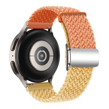 Huawei Watch GT 3 42mm / GT 3 Pro 43mm Universal 20mm Woven Strap Magnetic Silver Buckle Watch Band - Orange+Yellow