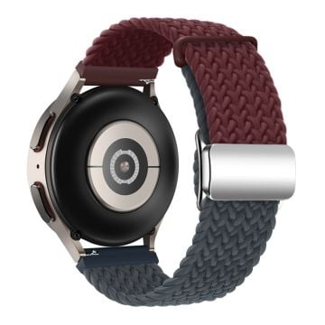 Huawei Watch GT 3 42mm / GT 3 Pro 43mm Universal 20mm Woven Strap Magnetic Silver Buckle Watch Band - Wine Red+Dark Blue