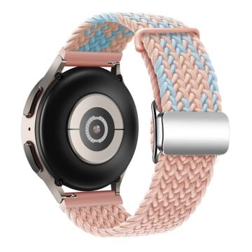 Huawei Watch GT 3 42mm / GT 3 Pro 43mm Universal 20mm Woven Strap Magnetic Silver Buckle Watch Band - Blue+Pink+Pink