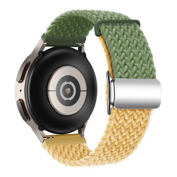 Huawei Watch GT 3 42mm / GT 3 Pro 43mm Universal 20mm Woven Strap Magnetic Silver Buckle Watch Band - Green+Yellow