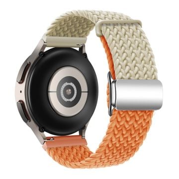 Huawei Watch GT 3 42mm / GT 3 Pro 43mm Universal 20mm Woven Strap Magnetic Silver Buckle Watch Band - Starlight+Orange