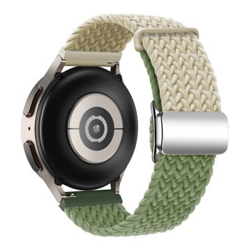 Huawei Watch GT 3 42mm / GT 3 Pro 43mm Universal 20mm Woven Strap Magnetic Silver Buckle Watch Band - Starlight+Green