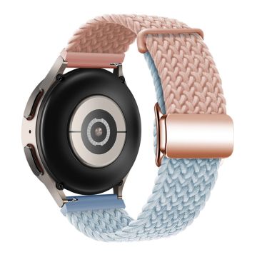 Huawei Watch GT 3 42mm / GT 3 Pro 43mm Universal 20mm Watch Strap Magnetic Buckle Woven Wrist Band - Pink+Blue / Rose Gold Buckle