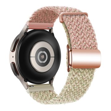 Huawei Watch GT 3 42mm / GT 3 Pro 43mm Universal 20mm Watch Strap Magnetic Buckle Woven Wrist Band - Confetti Pink+Starlight / Rose Gold Buckle