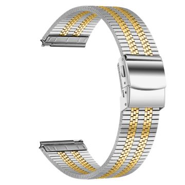 Garmin Vivoactive 4 Replacement Band Stylish 22mm Stainless Steel Watch Strap - Silver+Gold