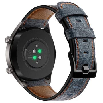 KALEBOL Huawei Watch GT 3 42mm / GT 3 Pro 43mm Crackle Genuine Cow Leather Wrist Strap 20mm - Blue