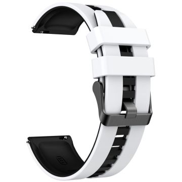 Huawei Watch GT 3 42mm / GT 3 Pro 43mm Universal 20mm Smartwatch Strap Silicone Wrist Band - White+Black