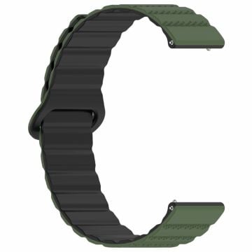 Huawei Watch GT 3 42mm / GT 3 Pro 43mm Universal 20mm Watch Strap Dot Pattern Magnetic Silicone Band - Army Green+Black