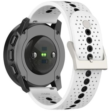 Huawei Watch 4 / 4 Pro / GT 4 46mm Color Holes Watch Strap 22mm Universal Silicone Band - White+Black