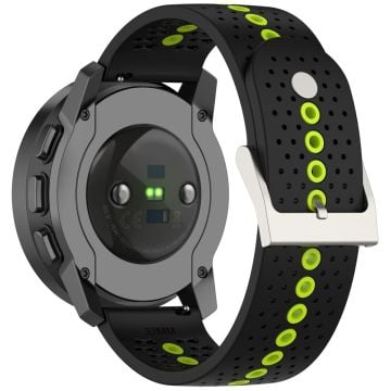 Huawei Watch 4 / 4 Pro / GT 4 46mm Color Holes Watch Strap 22mm Universal Silicone Band - Black+Lime