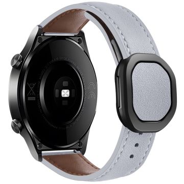 KALEBOL Huawei Watch GT 3 42mm / GT 3 Pro 43mm Urrem 20mm Nautilus Magnetisk Buckle Genuine Cow Leather Band - Lysegrå