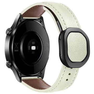 KALEBOL Huawei Watch GT 3 42mm / GT 3 Pro 43mm Urrem 20mm Nautilus Magnetisk Buckle Genuine Cow Leather Band - Beige