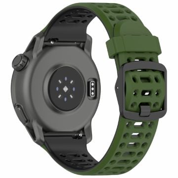 Coros Pace 2 / Apex 2 / Apex 42mm silikone urrem Dual Color 20mm urrem - Militærgrøn / Sort