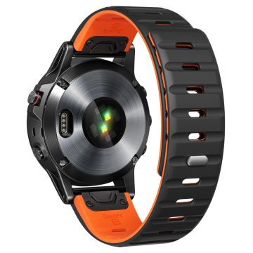 26 mm magnetisk rem Garmin Fenix 8 51 mm / Enduro 3 / Instinct 2X silikoneurrem - Sort + Orange