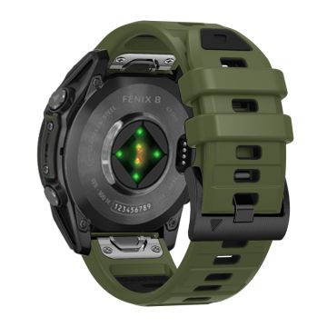 26 mm urrem Garmin Fenix 8 51 mm / Enduro 3 / Instinct 2X Universal Silicone Band - Militærgrøn + Sort