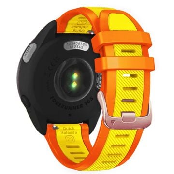 20mm Silicone Strap Samsung Galaxy Watch6 44mm 40mm / Watch6 Classic 47mm 43mm / Watch 5 44mm 40mm Rose Gold Buckle Dual Color Band - Yellow+Orange