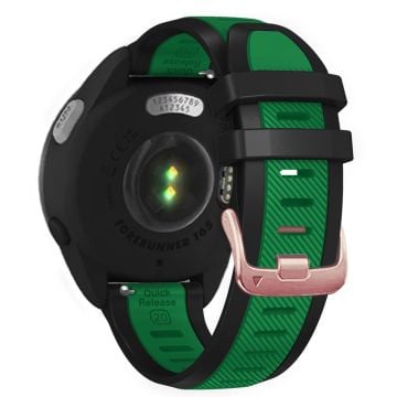 20mm Silicone Strap Samsung Galaxy Watch6 44mm 40mm / Watch6 Classic 47mm 43mm / Watch 5 44mm 40mm Rose Gold Buckle Dual Color Band - Green+Black