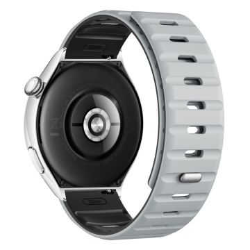 22mm magnetisk rem Huawei Watch GT 5 Pro 46mm / GT 5 46mm / GT 4 46mm silikone urrem - Lysegrå + Sort