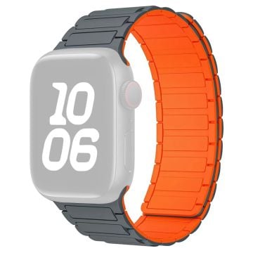 Magnetic Silicone Watch Band Apple Watch Series 10 42mm Three-Bead Design - Grey  /  Orange