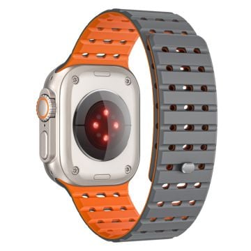 Silicone Band Watch Band Apple Watch Series 10 42mm Magnetic Strap - Grey+Orange