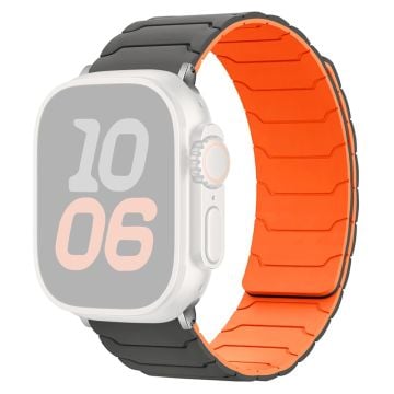 Silicone Strap Apple Watch Series 10 42mm Magnetic Band - Grey+Orange