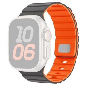 Silicone Band Apple Watch Series 10 42mm Magnetic Quick Release Strap - Grey+Orange