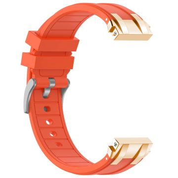 Samsung Galaxy Watch4 40mm / 44mm / Huawei Watch GT 3 Pro 43mm Watch Band 20mm Royal Oak Style Silicone Strap Gold Metal Buckle - Orange