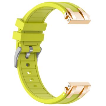 Samsung Galaxy Watch4 40mm / 44mm / Huawei Watch GT 3 Pro 43mm Watch Band 20mm Royal Oak Style Silicone Strap Gold Metal Buckle - Yellow