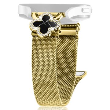 Garmin Vivomove Style / Garminmove Style Milanese Band Stainless Steel Watch Strap Clover Decor, Size: S - Gold / Black