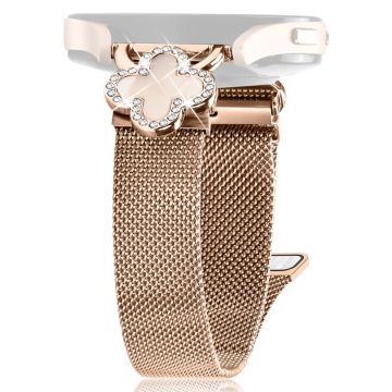 Garmin Vivomove Style / Garminmove Style Milanese Band Stainless Steel Watch Strap Clover Decor, Size: S - Rose Gold / Colored