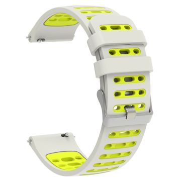 20mm Silicone Band Samsung Galaxy Watch6 44mm / 40mm / Huawei Watch GT 2 42mm Dual Color Watch Strap - Silver White+Fluorescent Green