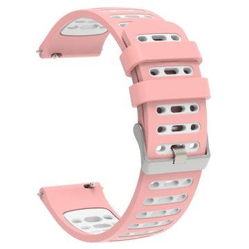 20mm Silicone Band Samsung Galaxy Watch6 44mm / 40mm / Huawei Watch GT 2 42mm Dual Color Watch Strap - Pink+White