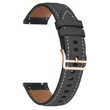 Garmin vivoactive 5 / Venu 2 Plus / Venu Sq Vegansk Læder Watch Strap Gold Buckle 20mm Watch Band - Sort