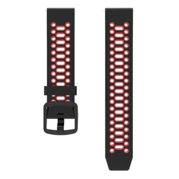 Coros Pace 2 / Garmin vivoactive 5 / GarminActive 5 / Venu Sq 2 Dual Color Watch Strap 20mm Silicone Watchband - Sort / Rød