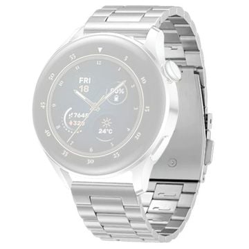 Huawei Watch GT4 46mm / GT3 46mm / GT2 46mm Urrem 3 Perler Titanium Stål 22mm Armbånd - Sølv