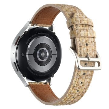 Garmin Active 5 / Samsung Galaxy Watch6 Classic 47mm 43mm urrem 20mm flettet vegansk læderarmbånd - Khaki