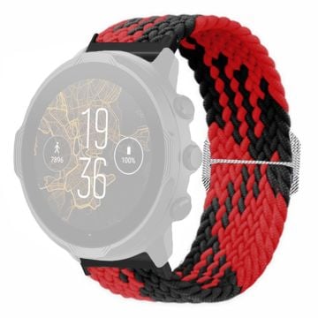 Suunto Spartan Sport Wrist HR Baro / Suunto 7 urrem 24 mm flettet nylonrem - Rød + Sort