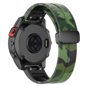 Garmin 22mm Quickfit Watch Band Black Buckle Camouflage Wriststrap - Camo Grøn