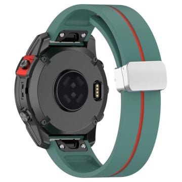 Garmin 22 mm Quickfit-urrem med to farver og sølvspænde - Olivengrøn + Rød