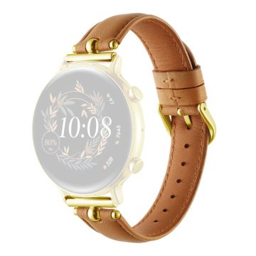 20mm Universal Smartwatch rem Ægte ko-læderrem udskiftning - Khaki + Guld Spænde Spænde