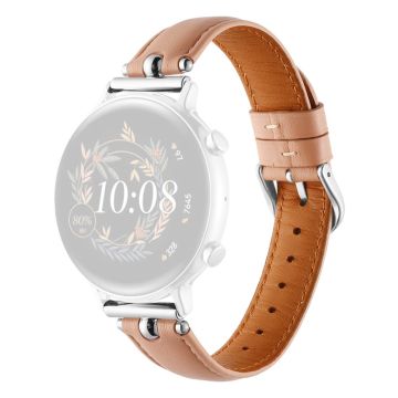 20mm Universal Smartwatch rem Ægte ko-læderrem udskiftning - Lyserød + Sølv Spænde Spænde