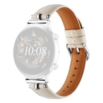 20mm Universal Smartwatch rem Ægte ko-læderrem udskiftning - Hvid + Sølv Spænde Spænde