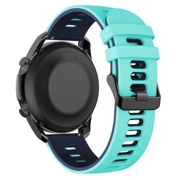 Samsung Galaxy Watch6 Classic 47mm 43mm / GarminActive 5 Flexible Band 20mm Dual Color Watch Strap - Blågrøn + Blå