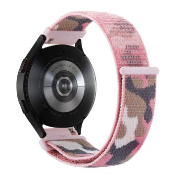 Samsung Galaxy Watch6 Classic 47mm 43mm / GarminActive 5 Nylon Watch Strap 20mm Camouflage Armbånd - Lyserød Camo