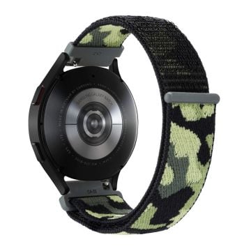 Samsung Galaxy Watch6 Classic 47mm 43mm / GarminActive 5 Nylon Watch Strap 20mm Camouflage Armbånd - Armygrøn Camo