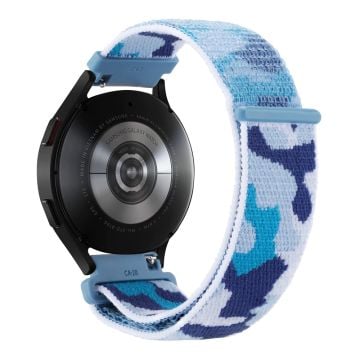 Samsung Galaxy Watch6 Classic 47mm 43mm / GarminActive 5 Nylon Watch Strap 20mm Camouflage Armbånd - Blå Camo