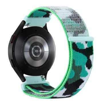 Samsung Galaxy Watch6 Classic 47mm 43mm / GarminActive 5 Nylon Watch Strap 20mm Camouflage Armbånd - Mørkegrøn Camo