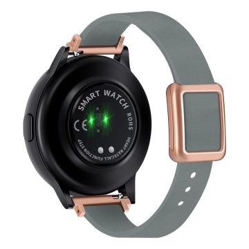 Samsung Galaxy Watch 20 mm universal læderrem med magnetisk foldespænde - Hørblå / Spænde I Rosaguld Og Spænde I Rosaguld